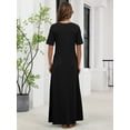 thumbnail image 5 of Chiclily Women's Summer Short Sleeve Maxi Dress with Pockets - Soft Casual Loose Long Boho Sundress for Beach & Vacation, Black Size 2XL, 5 of 7