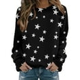 thumbnail image 2 of Black Womens Fall Tops Women's Star Print Hatless Sweatshirt Long Sleeve Fashion Top Sweatshirt Loose Pullover Top Sweaters for Women, 2 of 5