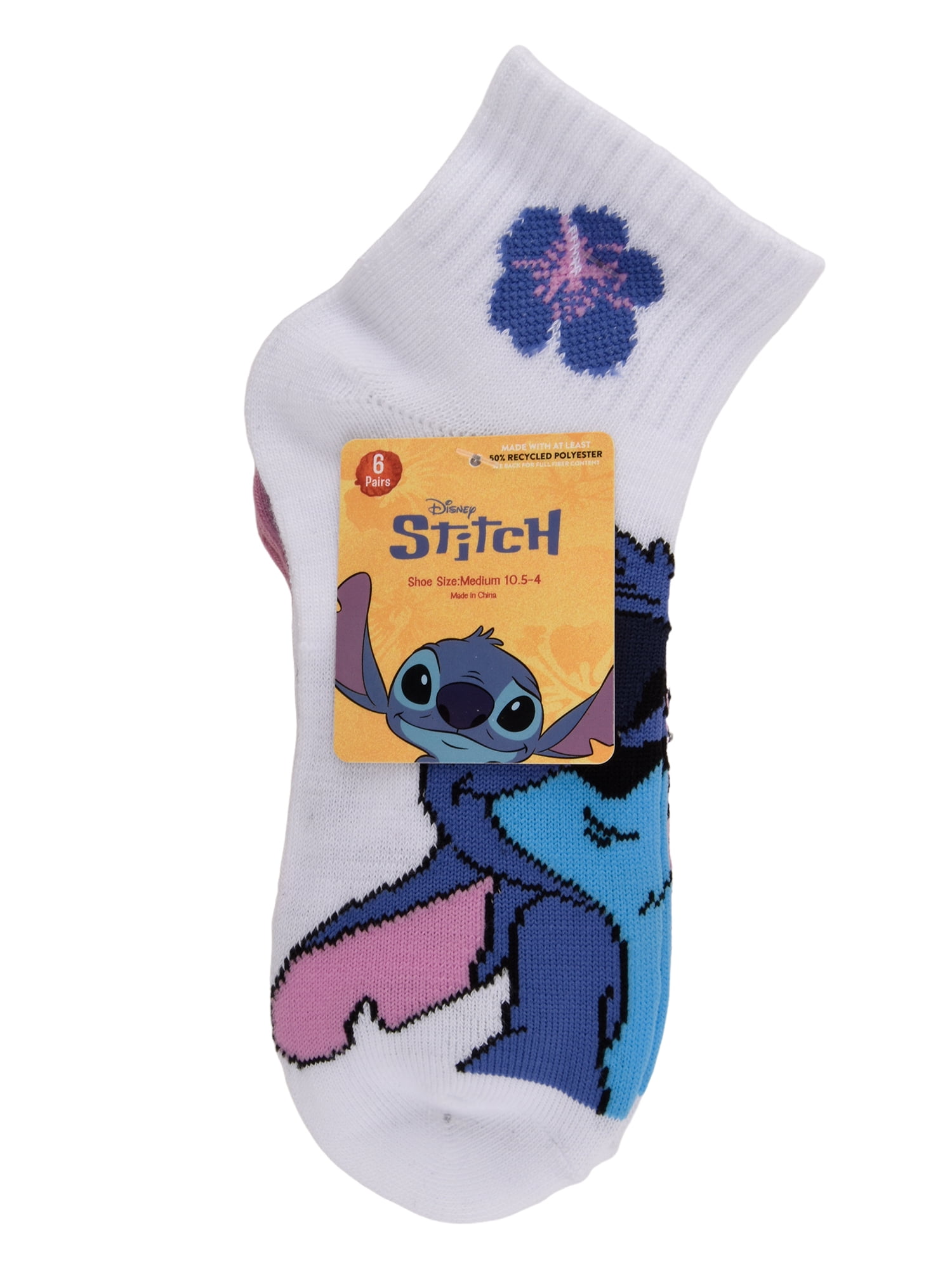 Stitch Girls 6-pack Ankle Socks, Sizes S-L