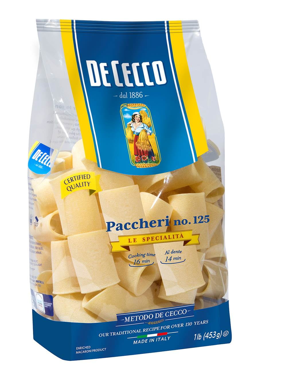 De Cecco Paccheri No.125 Pasta, 16 oz