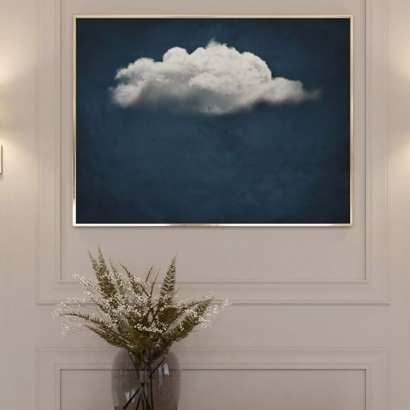 Surreal Cloud Wall Art Print, Navy Blue, Abstract Art, Above Bed Decor, Wall Decor Above The Bed, Bedroom, Living Room, Long Horizontal Wall Art, Modern Wall Decor, 8x12 UNFRAMED