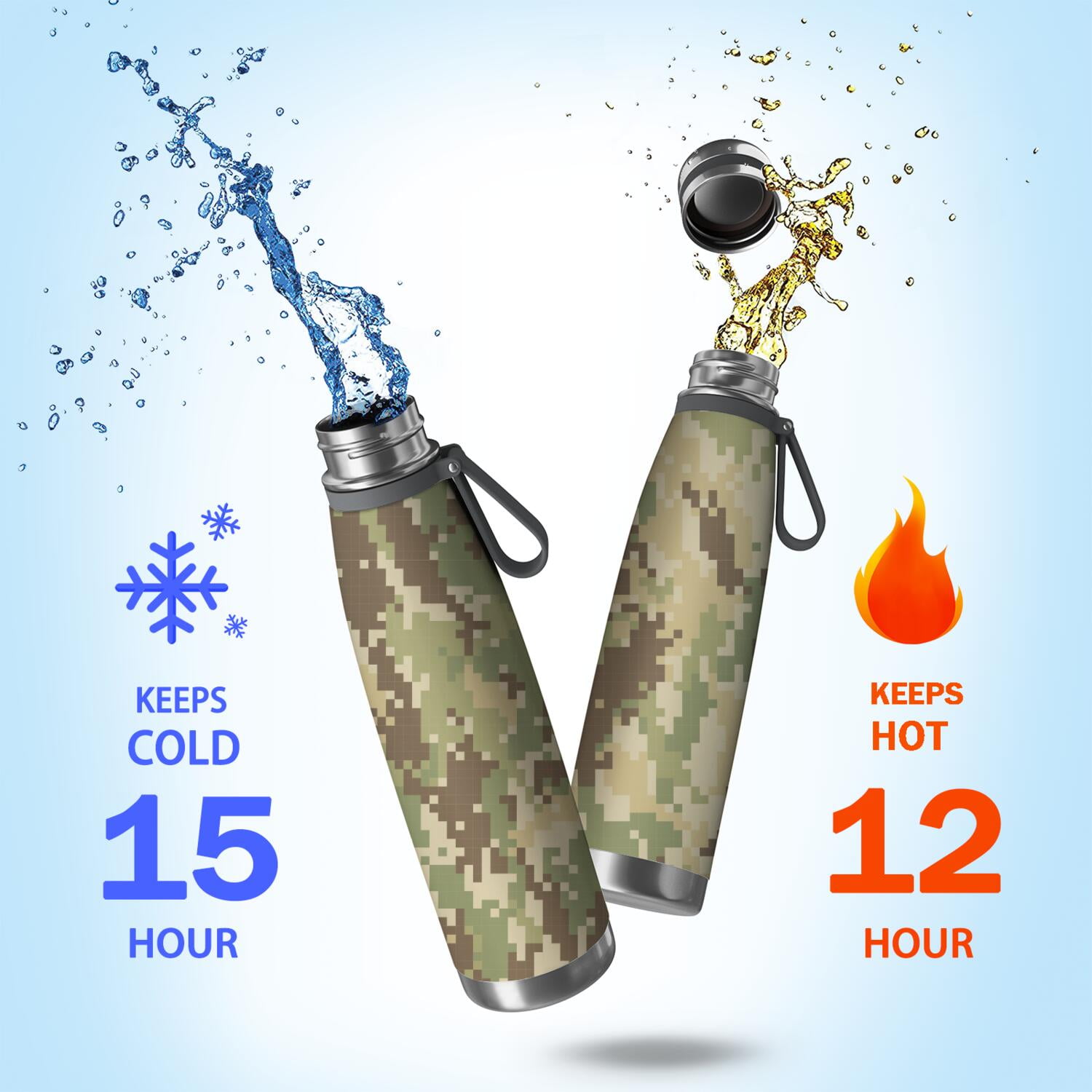 29oz Insulated Water Bottle with Tea Infuser, Stainless Steel Travel Mug, Camouflage Print