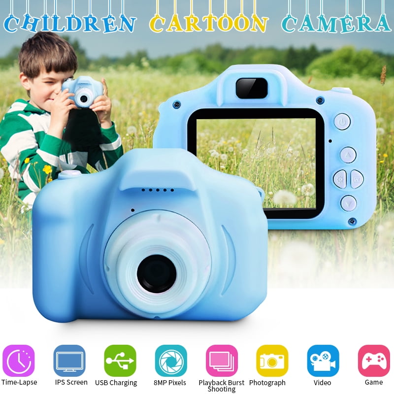 16GB Memory Card Included Kids Digital Camera Gifts for 3-12 Year Old Boys,8MP HD Front/Rear Selfie 1080P Video Shockproof Mini Child Toy Camcorders with 2.3 inches LCD for Indoor Outdoor,Blue