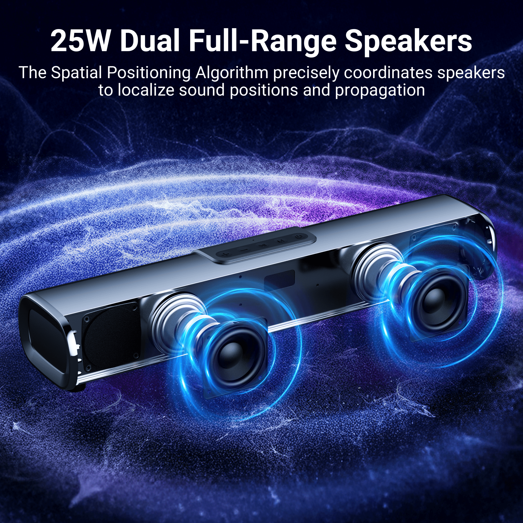 VEAT00L Sound Bar for Smart TV, 50W 16-Inch Bluetooth Soundbar TV Speakers ,3D Sound Soundbar System with Built-in Subwoofer for Home Theater/Gaming/PC, EQ Control,OPT/AUX/USB Wall Mountable