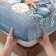 thumbnail image 3 of King Size Fitted Sheet Set - Coastal Fall 3 Piece Bedding Sets 16" Deep Pocket Fitted Sheet with 2 Pillowcases, Thanksgiving Blue Pumpkins Coral Nautical Brushed Microfiber Hotel Luxury Bed Sheets, 3 of 9