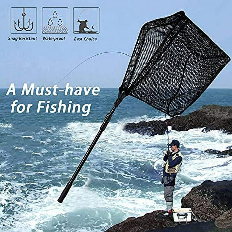 Fishing Net Fish Landing Nets Collapsible Telescopic Sturdy Pole Handle For  Saltwater Freshwater Extending To 43/71 Inches