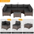 thumbnail image 6 of JORVIMAX 7 Piece Patio Furniture Set Outdoor Conversation Sets All-Weather Brown Rattan Wicker Patio Sectional Sofa with Cushions Black, 6 of 8