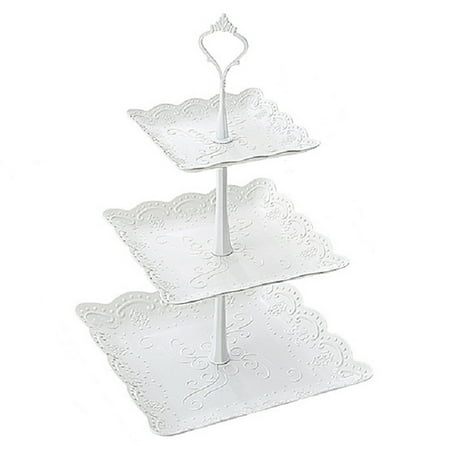 

GETHOME Afternoon Tea Tableware Plates Square Cake Stand 3 Tier Party Fruits Wedding