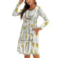 thumbnail image 1 of Pattern With Tennis Rackets With Tennis Balls. Color Pencil Sweetheart Knot Flared Dress Fashion Design Large Size Loose Dress, 1 of 5