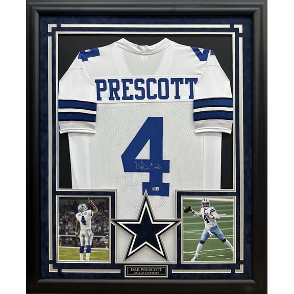 Dak Prescott Autographed Hand Signed Custom Framed Dallas Cowboys Jersey - Beckett COA
