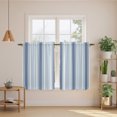 thumbnail image 3 of Vintage Blue Striped Kitchen Curtains 54 Inch Length, Geometric Modern Vertical Lines Simple Tiers Curtains for Bathroom Bedroom Cafe, Light Filtering Small Window Treatment Drapes 2 Panels 42"Wx54"L, 3 of 9