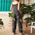 thumbnail image 7 of Women Linen Overalls Summer Casual Floral Printed Loose Fit Jumpsuits Boho Cute Wide Leg Rompers Pants with Pockets, 7 of 7