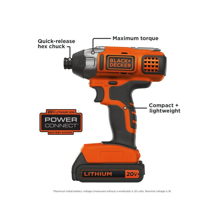 Black & Decker 20V MAX* Lithium Impact Driver - Battery and