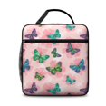 thumbnail image 2 of Butterfly and Geometric Green Pattern Insulated Lunch Bag Teens,Lunch Box for Men Women for Work,Picnic or Travel,10.2x9.5x4.3 Inches,8 Can Capacity, 2 of 6