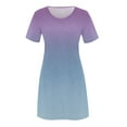 thumbnail image 4 of Ayolanni Knee-Length Beach Dresses for Women 2025 Vacation Blue Ombre Short Sleeve Dresses Casual Dresses for Juniors L, 4 of 4