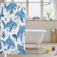 thumbnail image 3 of Manfei Marine Shark Shower Curtain 72Wx84L, Cartoon Coral Fish Bathroom Shower Curtain, White Blue, 3 of 5