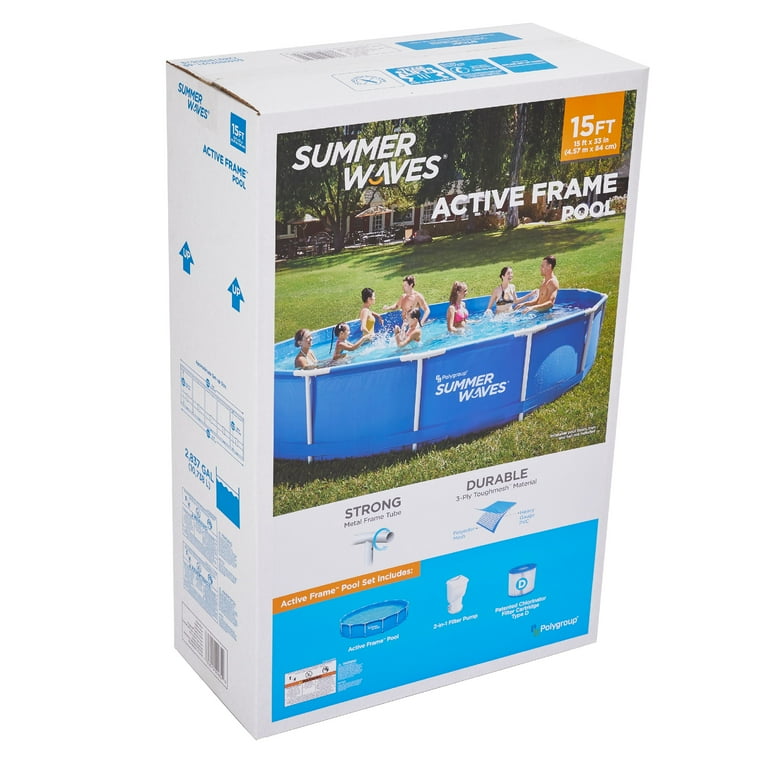 Summer Waves® 15ft Active Metal Frame Pool with 600 GPH Filter