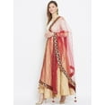 thumbnail image 1 of eloria Woman's Indian Ethnic Chunni, Net Embroidered Maroon Dupatta, Stole, Scarf Shawl Wrap, 1 of 3