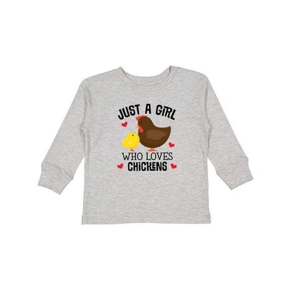 Inktastic Just a Girl Who Loves Chickens Girls Long Sleeve Toddler T-Shirt
