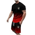 thumbnail image 3 of toraway Mens Suits Regular Fit 2 Piece Casual Men's Summer Tracksuit Plus Size Short Sleeve O Neck Athletic Suit Casual Color Block Drawstring Waist Tracksuit Set XXL, 3 of 4