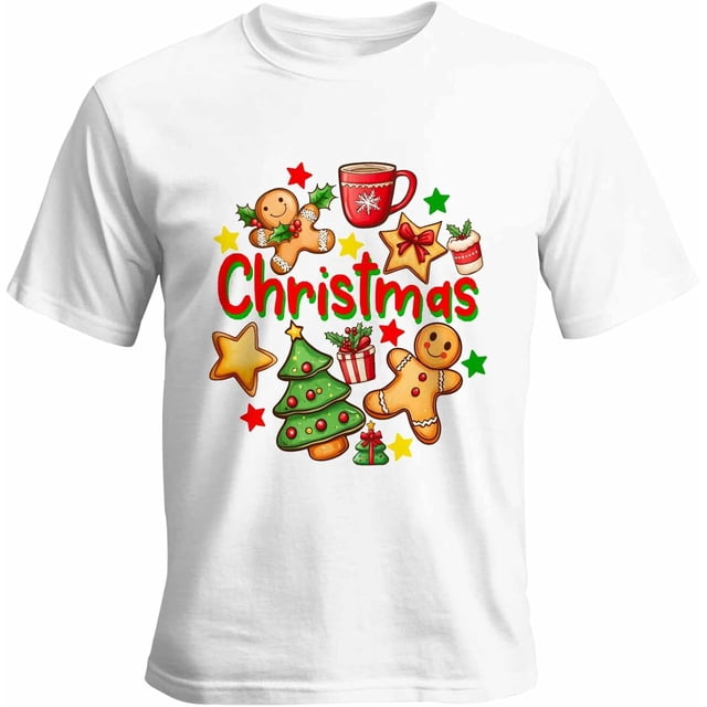 Camisetas para hombre con dibujos de árbol de Navidad y galletas, camisetas casuales de manga corta para hombre, camisetas gráficas para adolescentes, niños y hombres.
