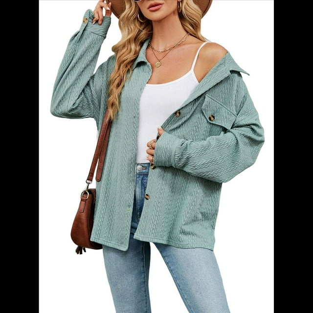 Blusas Informales de Larga Extragrandes con Botones y Cuello Halter para Mujer Verde M