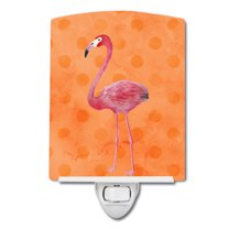Caroline's Treasures BB8188CNL Flamingo Orange Polkadot Ceramic Night Light, 6x4x3", multicolor