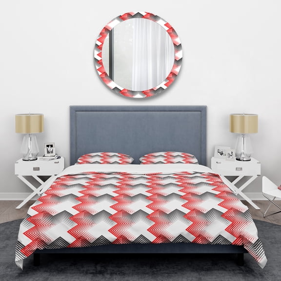 Designart 'Retro Geometrical Abstract Minimal Pattern VIII' Mid-Century Modern Duvet Cover Set