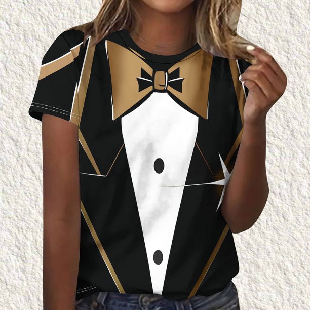Puntoco Liquidación de camisetas cortas para mujer, nueva camiseta estampada informal de moda para mujer, camiseta de manga corta con cuello redondo