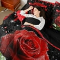 thumbnail image 4 of Homewish Valentine'S Day Rose 7-Piece Twin Bedding Sets,Romance Flower Floral Bedding Comforter Set,Black Red Sheet Sets For Men Women,Luxury Bedroom Decor Reversible, 4 of 8