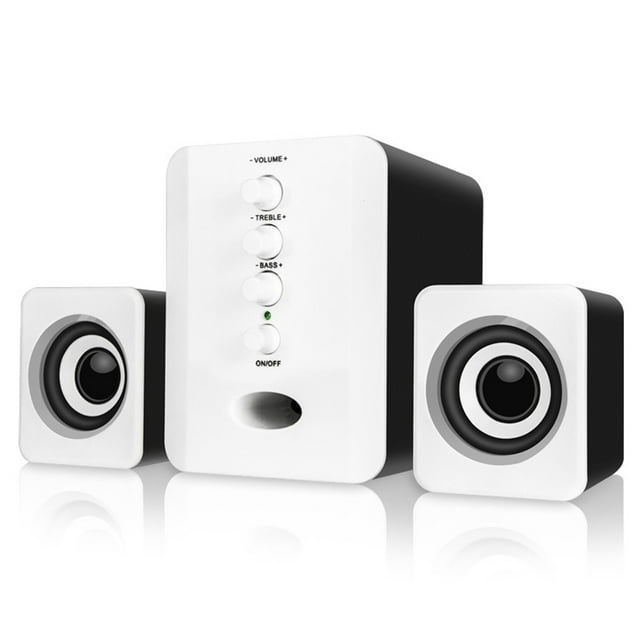 Mini USB 2.1 Wired Combination Speaker Bass Music Subwoofer for Desktop Laptop Notebook Tablet PC Smart Phone-Black White