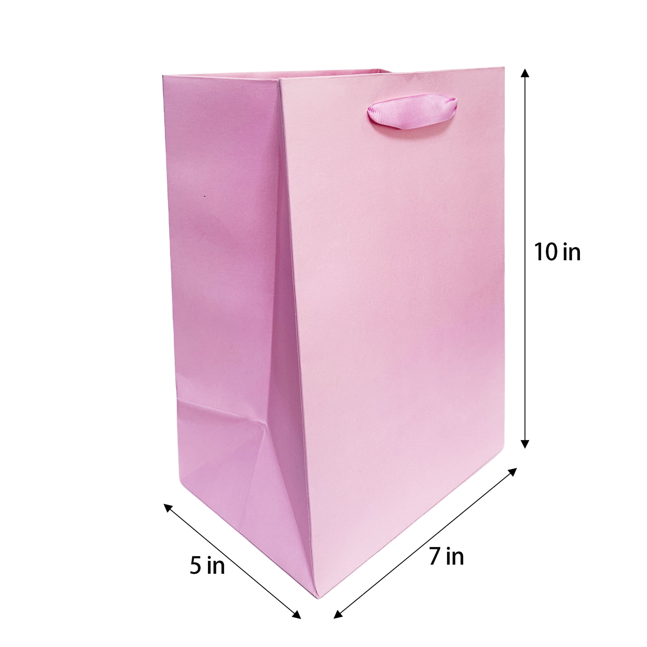 Large Pink Paper Gift Bags, 7" x 5" x 10", 3 Count, by Way To Celebrate