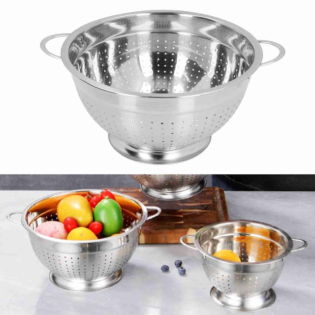 Canasta De Colador De Colas De Fruta De Metal De Acero Inoxidable, Tazón De Colador De Cocina Espacioso Con , Drenaje Para El Lavado De Verduras De Frutas, Para Cocinar Arroz De