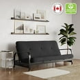 thumbnail image 1 of Mainstays Black Metal Arm Futon Frame with 6 inch Full Size Mattress & Retainer Covers, 1 of 9