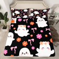 thumbnail image 2 of jejeloiu Cartoon Ghost Full Size Sheets,Colorful Flower Floral Bed Sheets,Pink Bowtie Bow Sheet Sets For Girls,Luxury Bedroom Decor,4 Pieces, 2 of 7