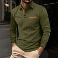 thumbnail image 2 of Annhoo Ribbed Knit Tops for Men Long Sleeve Collared Button Down Blouse with Pocket Work Business Comfy Daily Shirts, 2 of 8