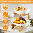 thumbnail image 2 of ZTOO2 Tier/3 Tier Ceramic Fruit Bowl with Stand for Kitchen Counter Large Capacity Fruit Ceramic Basket Decorative Fruit Tray Holder  for Fruit Vegetable Dessert, 2 of 10