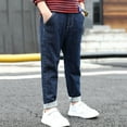 thumbnail image 5 of Boys Regular Straight Fit Jeans Namely Stretch Denim Pants Made of Polyester with Elastic Waistband and Belt Loops in Slim Straight Leg Style Comfortable for School and Outdoor, 5 of 8