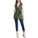 thumbnail image 2 of INSPIRAR CHIC Chaleco sin mangas de ante con cinturón de lazo y solapa para mujer, color verde militar, 2 of 5