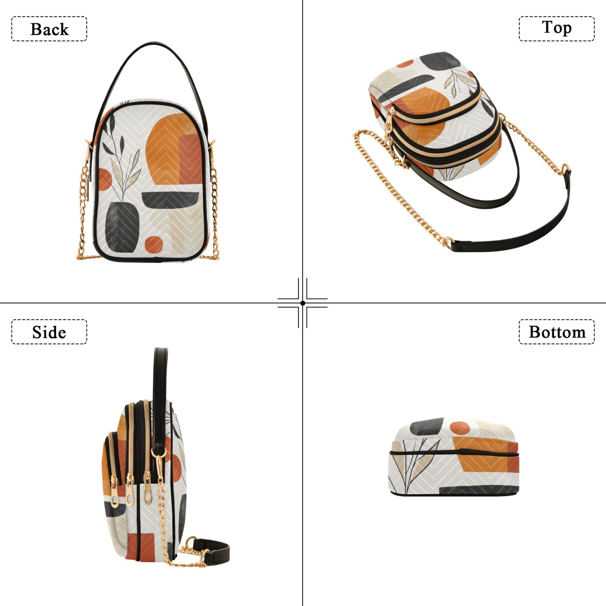FORMRS Crossbody Bag for Women Quilted Travel Shoulder Cell Phone Purse with Chain Strap Handbag, White Abstract Shapes