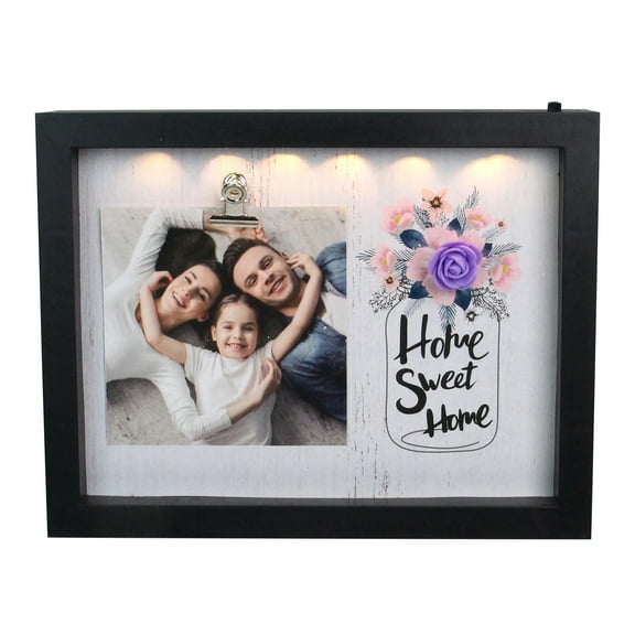 Northlight LED Lighted "Home Sweet Home" Picture Frame with Clip - for a 4" x 4" Photo - 9"