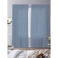 thumbnail image 3 of Blue Pure Color Sheer Curtains 108 Inch Length 2 Panels Set Window Treatments, Aesthetics Contemporary Luxury Rod Pocket Semi Curtains for Living Room/Bedroom/Kitchen Décor, 104"W x 108"L, 3 of 7