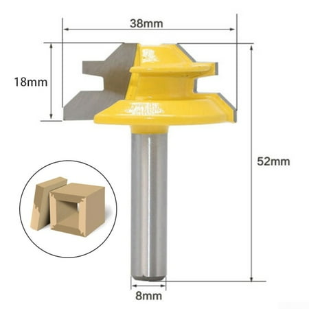 

45 Degree 8mm 1/4 Shank Lock Miter Glue Joint Router Bit Woodwork Cutter