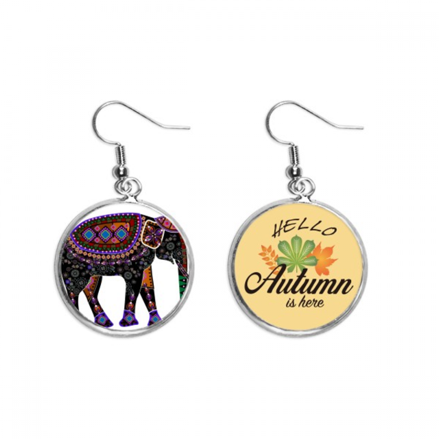 Colorido aderezo tótem elefante China minoría Pendiente del lóbulo de la joyería del pendiente de la hoja del otoño Unbranded M