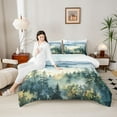thumbnail image 4 of Homewish Natural Landscape Queen Comforter Set,Tropical Pine Tree Bedding Sets,Green Blue Bedding Comforter Set For Adult,Microfiber Bedroom Decor Reversible,3-Piece, 4 of 8