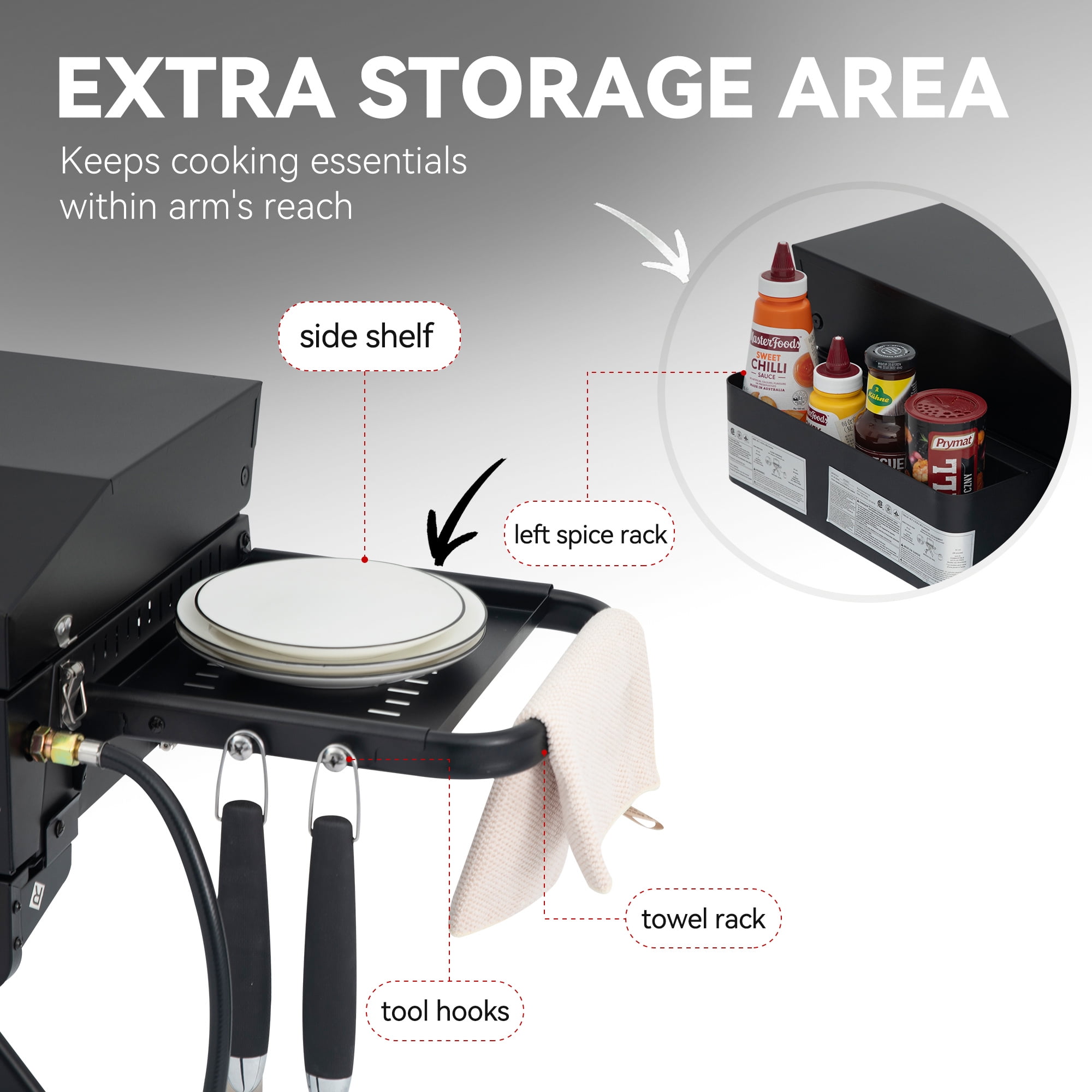 Royal Gourmet PD3001 23-Inch Portable 3-Burner Gas Griddle with Collapsible Stand, Portable Griddle with Side Shelf