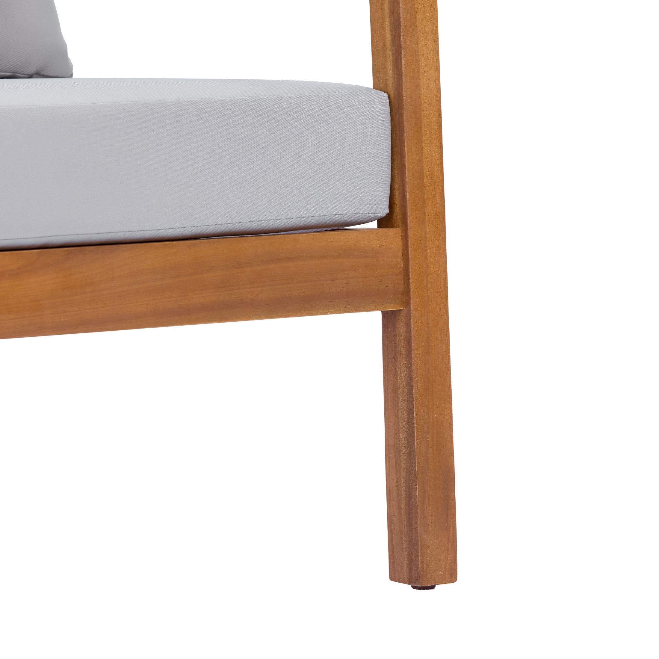 Christopher Knight Home 25"H Acacia Wood Outdoor Patio Lounge Chair, Teak Finish+Light Gray Cushion