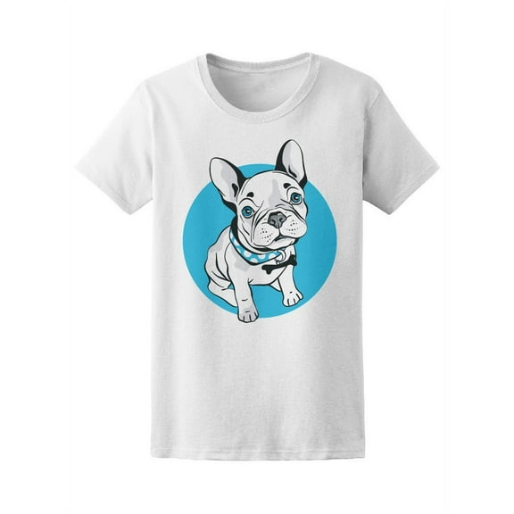 French Bulldog On Blue Circle T-Shirt Women -Image by Shutterstock, Female XX-Large