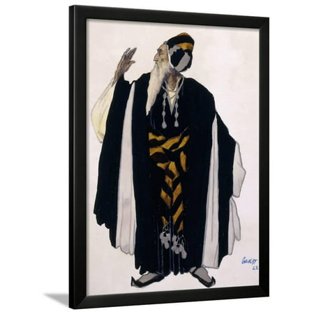Costume Design for a Jewish Elder for the Drama 'Judith', 1922 (Pencil, W/C and Gouache on Paper) Framed Print Wall Art By Leon
