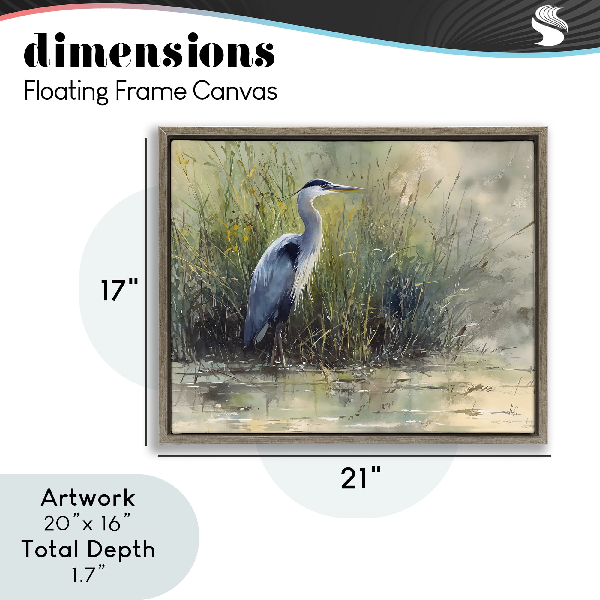 Stupell Industries Heron In The Grass Brown Framed Floater Canvas Wall Art, design by Franklyn Gregory